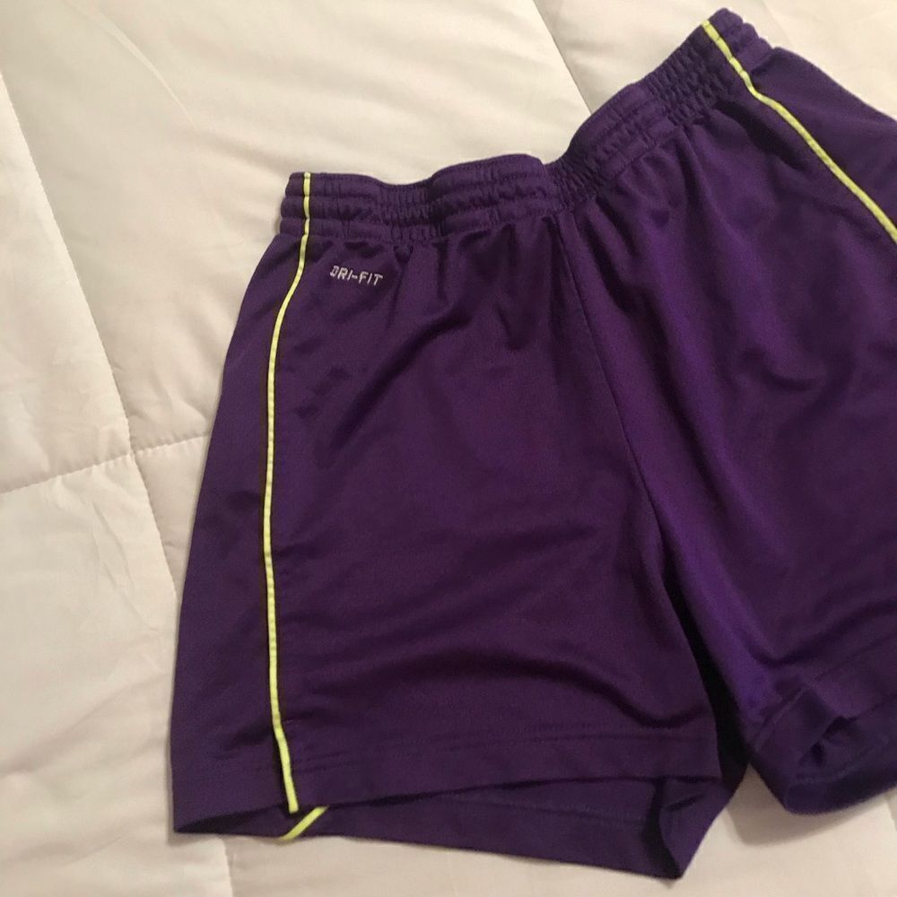 Nike Dri-Fit Shorts Purple/ Neon Green - Picture 3 of 7
